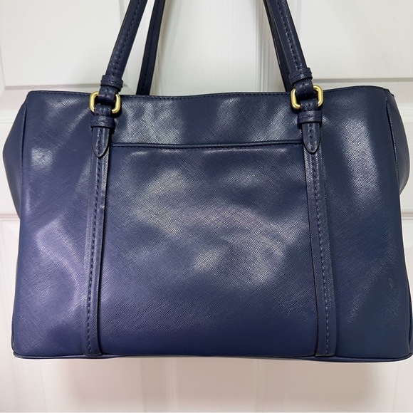 Coach Peyton Jordan Carryall Navy Blue Saffiano Leather Triple Compartment - Picture 9 of 14